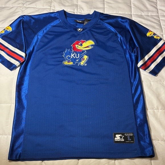 STARTER Other - Starter Blue Kansas Jayhawks KU Football Jersey L-14/16